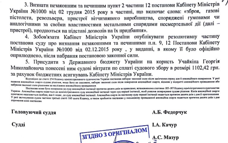 Магазини не повинні вимагати дозволи на придбання зброї. Судове рішення.